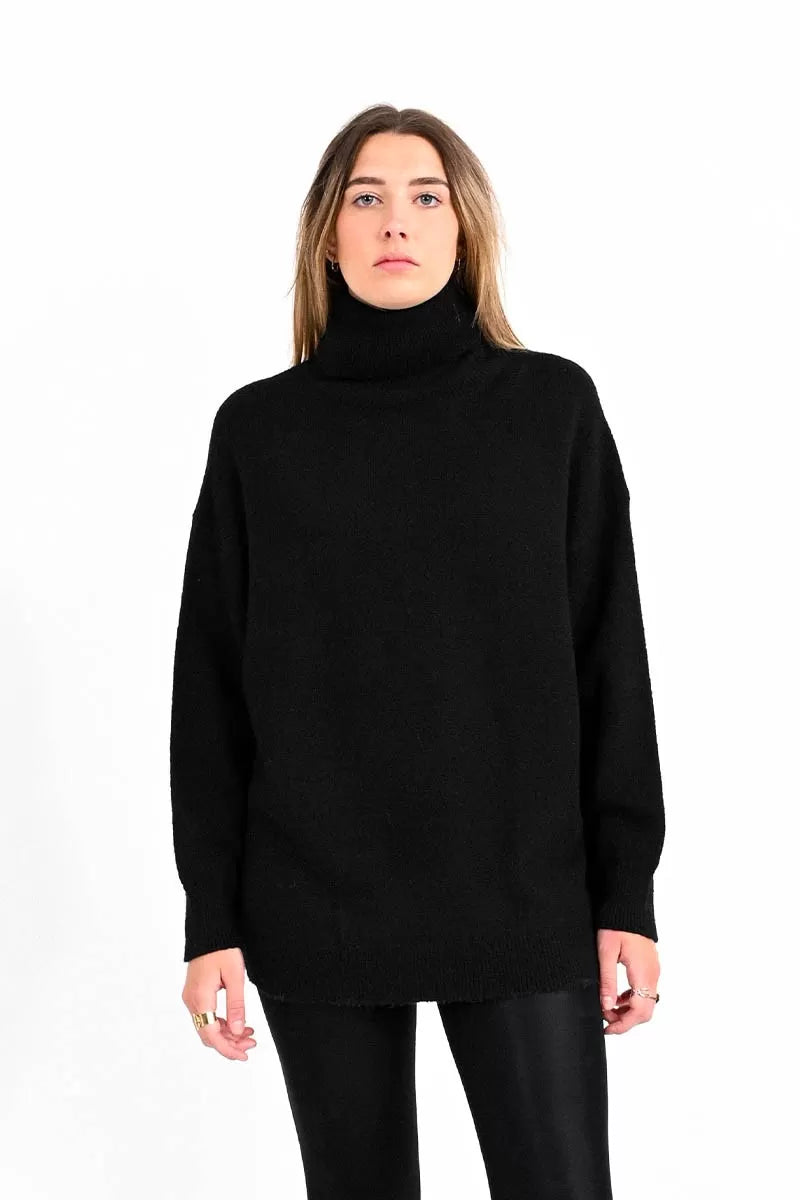 off-shoulder dressLili Sidonio Black Knitted Sweater