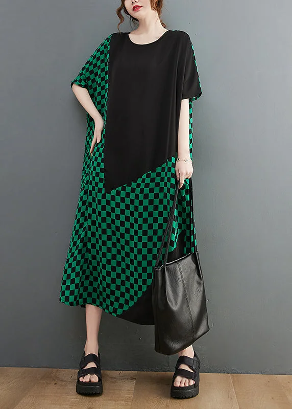 Year-End Clearance stylish dressWomen Green O-Neck Patchwork Extra large hem Vacation Dresses Short Sleeve Year-End Clearance stylish dressWomen Green O-Neck Patchwork Extra large hem Vacation Dresses Short Sleeve
