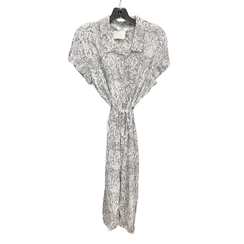 Closeout Sale ruched dressDress Casual Midi By Time And Tru In Snakeskin Print, Size: L