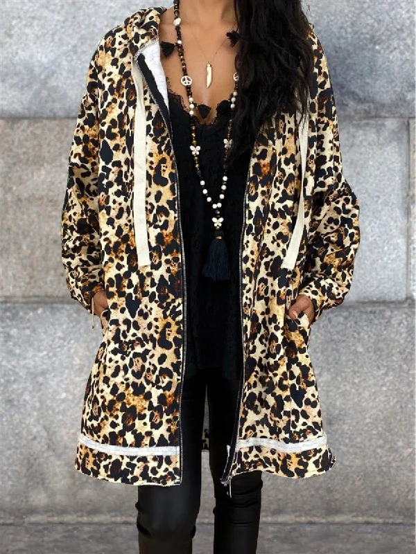 Shop and Save sleek trench coatCasual Sexy Autumn And Winter Leopard Sports Jacket.