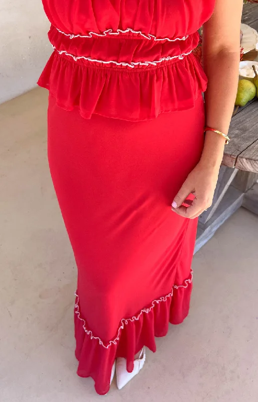 Special Promotion outdoor coatWiatt Red Maxi Skirt