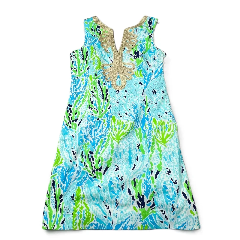 Sale Event off-shoulder dressBlue & Green Dress Designer By Lilly Pulitzer, Size: M