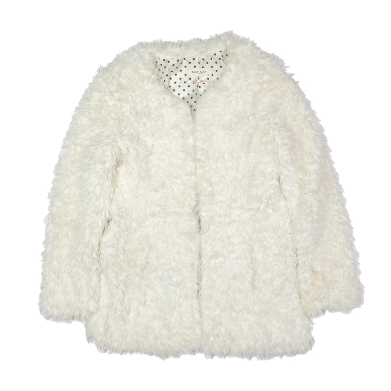 Take Advantage stylish blazer coatNAF NAF Faux Fur Jacket Cream Womens UK 8