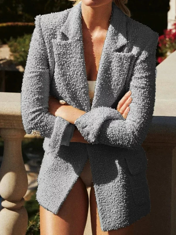 Big Savings cold weather jacketShift Plain Lapel Long Sleeve Jackets