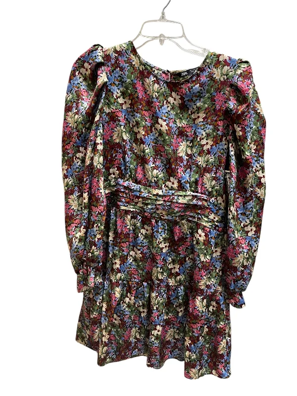 Super Deal casual midi dressDress Casual Short By Zara In Floral Print, Size: L