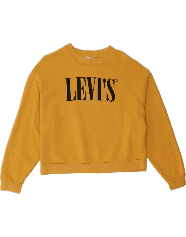Clearance Items LEVI'S Womens Oversized Graphic Sweatshirt Jumper UK 14 Medium Yellow
