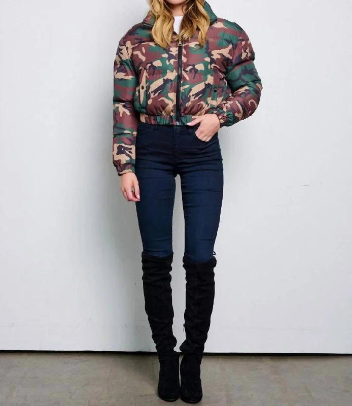 Sneak Peek Sale Long Sleeve Puffer Jacket In Camo