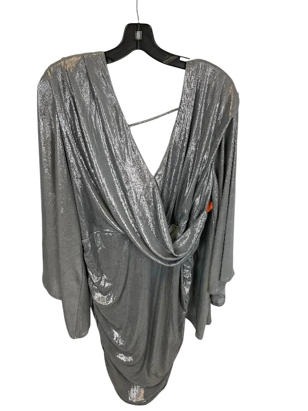 Now or Never off-shoulder dressDress Party Short By Clothes Mentor In Silver, Size: 3x Now or Never off-shoulder dressDress Party Short By Clothes Mentor In Silver, Size: 3x