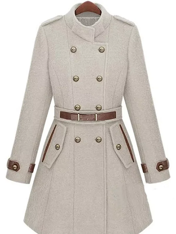 Low Prices winter coatSolid Color Slim Warm Woolen Coat