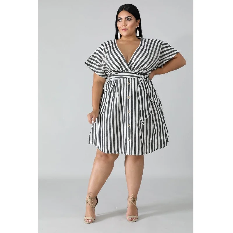 wrap-around dressBRIGHT STRIPE DRESS