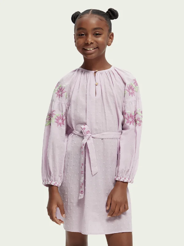 lace-up dressScotch & Soda Long Sleeve Embroidered Flower Dress