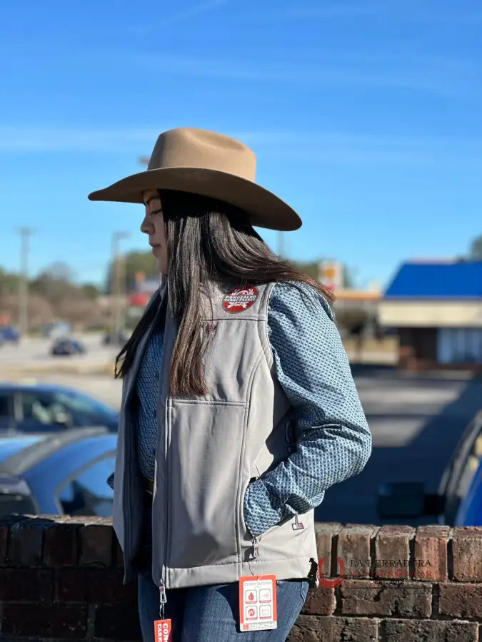 Special Price Cinch Womens Grey Serape Logo Vest, Concealed Carry Pocket