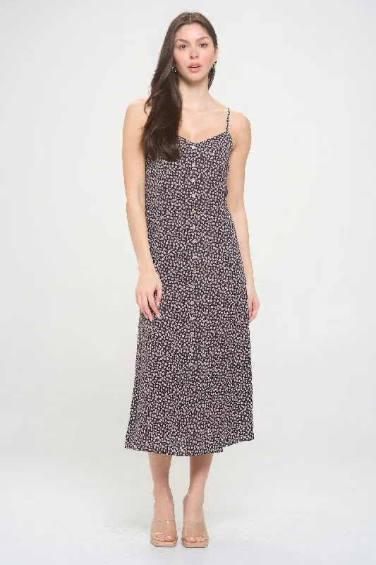 cocktail dressFloral Button Down Tied Back Maxi Dress