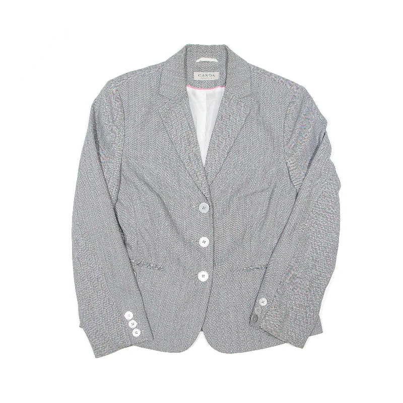 Last Chance fashionable outerwearC.A.N.D.A Blazer Jacket Grey Pinstripe Womens UK 12