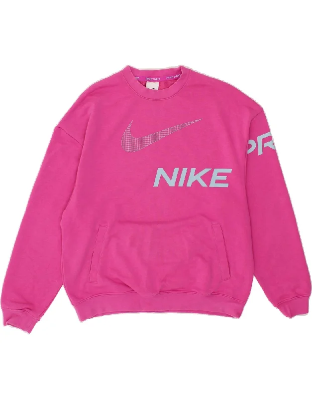 Unbeatable Prices NIKE Womens Dri Fit Graphic Oversized Sweatshirt Jumper UK 10 Small Pink