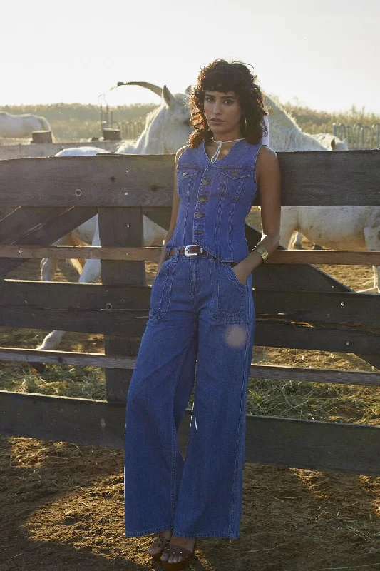 off-the-shoulder dressMolly Bracken Dark Blue Denim Jeans