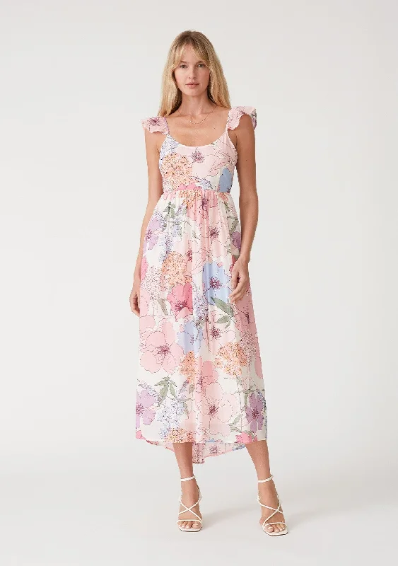 Warehouse Sale form-fitting dressIvory Floral Tie Back Maxi Dress