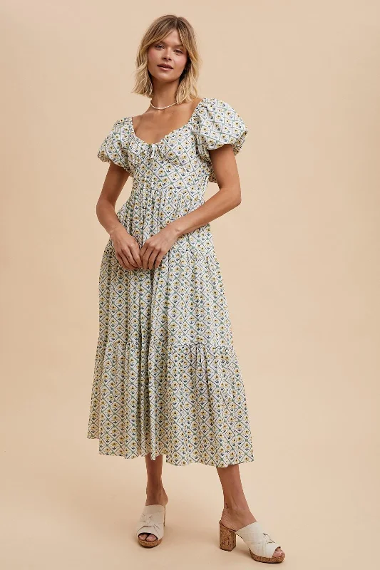 Shop and Save cocktail dressMint Daffodil Cotton Floral Sweetheart Maxi Dress