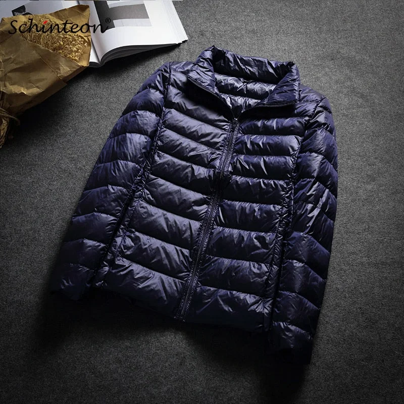 oversized puffer coat2018 Schinteon Ultra White Duck Down Jacket Spring Autumn Warm Slim Zipper Women Fashion Light Down Coat 13 Colors S-3XL