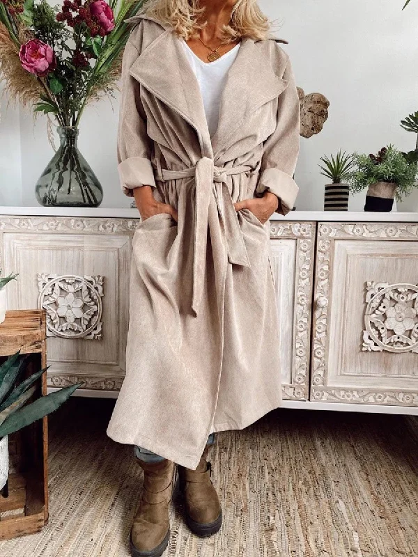 Daily Deals faux fur coatAutumn And Winter Lapel Long Trench Coat