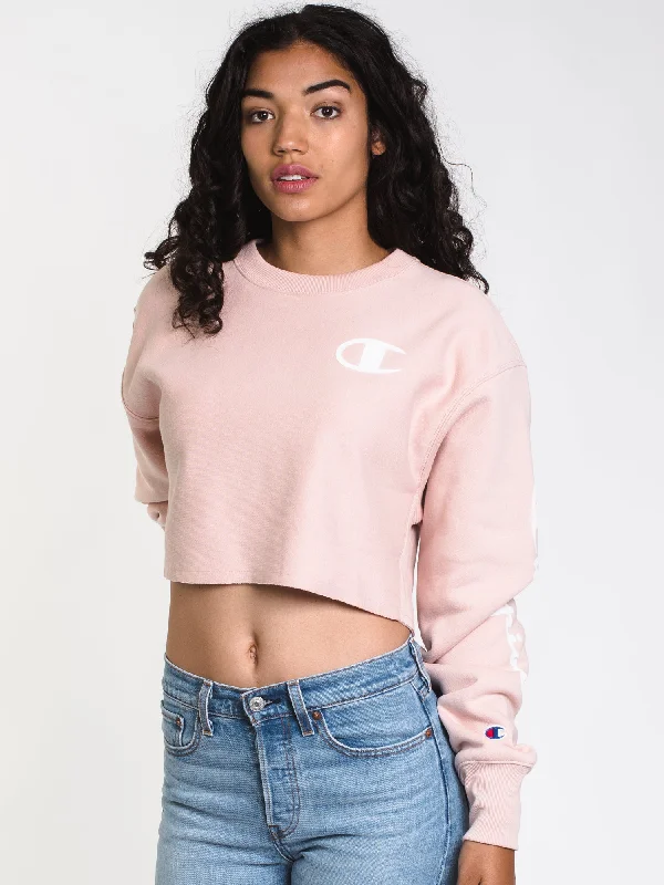 Big Discounts WOMENS FLOCK SCRIPT CROP CREW - ASH - CLEARANCE