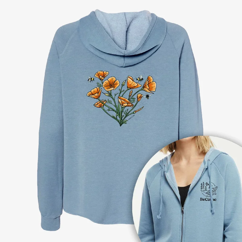 Final Markdown casual workout hoodieColor California Poppy Heart - Women's Cali Wave Zip-Up Sweatshirt