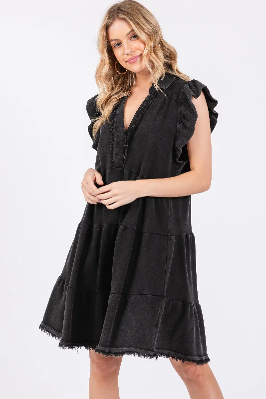 Take Advantage midi dressCharcoal French Terry Tiered Dress