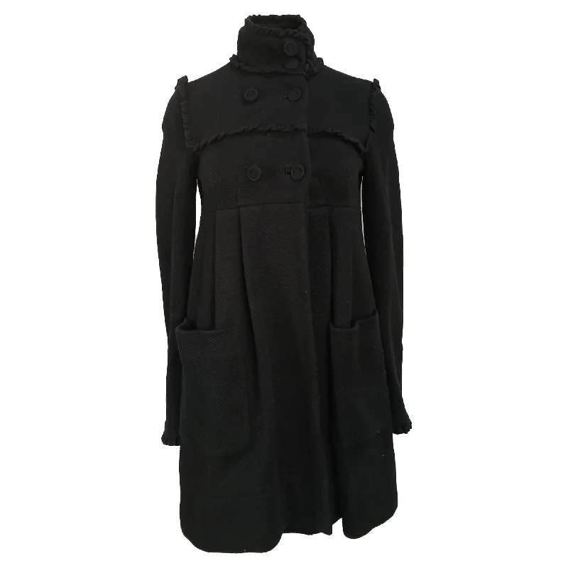 Diane von Furstenberg Car Coat in Black Cotton