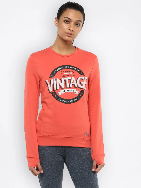 Deal Frenzy Alcis Women Printed Orange Sweat Shirt 157WSS240
