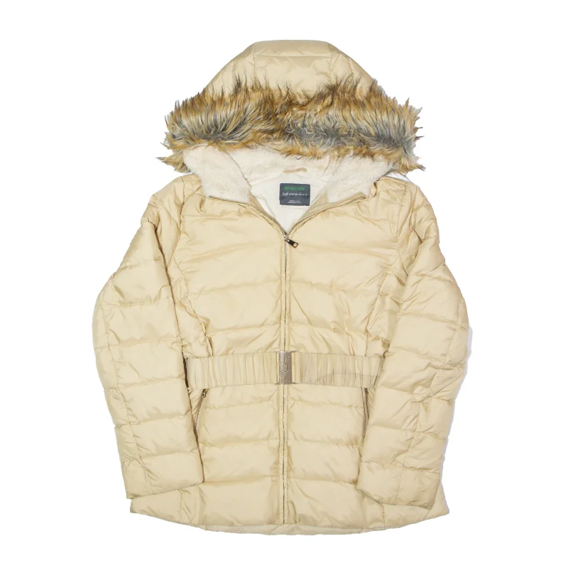 Bargain Prices padded puffer coatBENETTON Down Insulated Parka Style Puffer Jacket Cream Womens UK 16