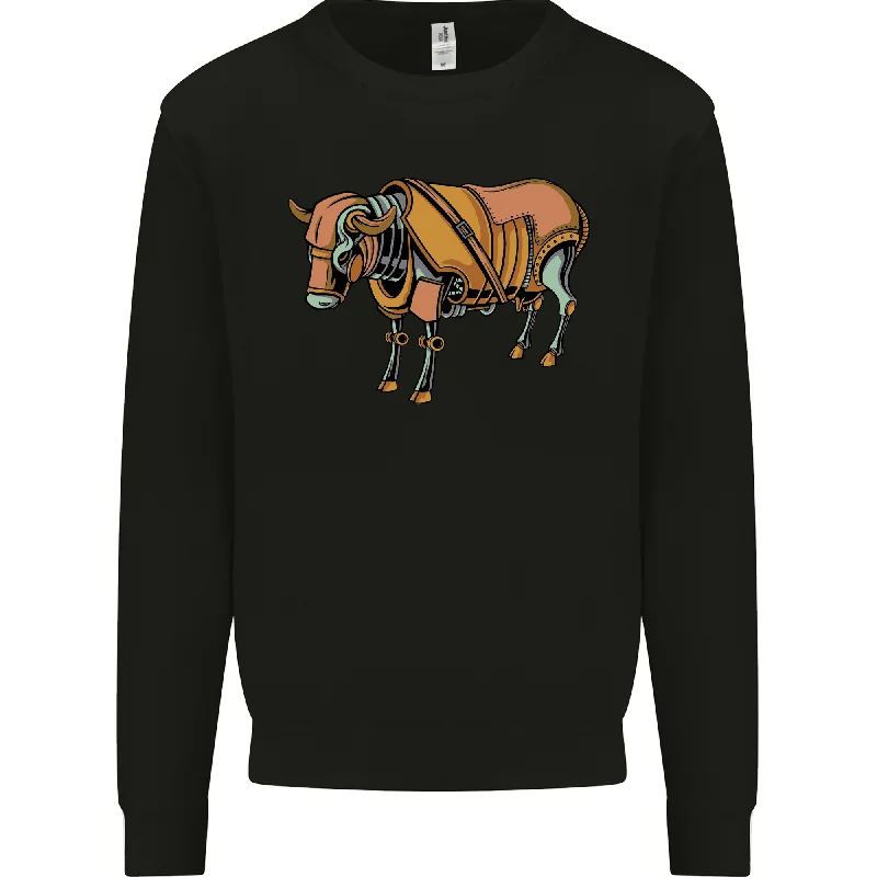 sporty casual hoodieA Steampunk Bull Mens Sweatshirt Jumper