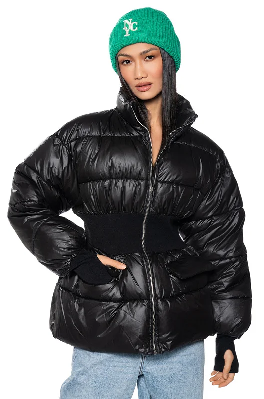Deal Zone stylish blazer coatGEORGETOWN PUFFER COAT WITH RIB WAIST
