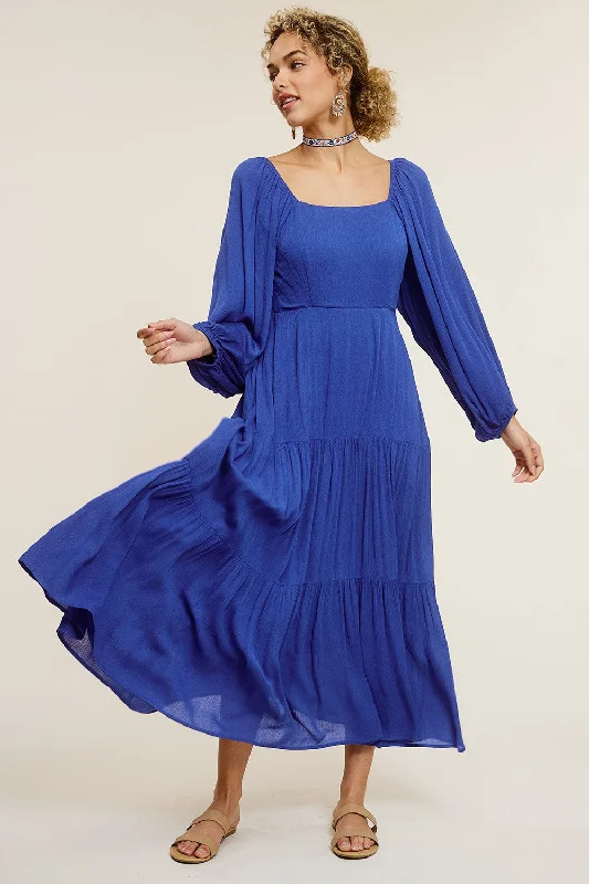 Deal Dash minimalistic dressRoyal Blue Tiered Midi Dress