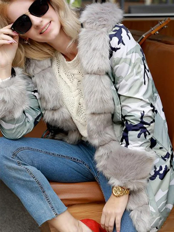 Value Deals vintage trench coatThicken Coats Nice Trim Fur Coat