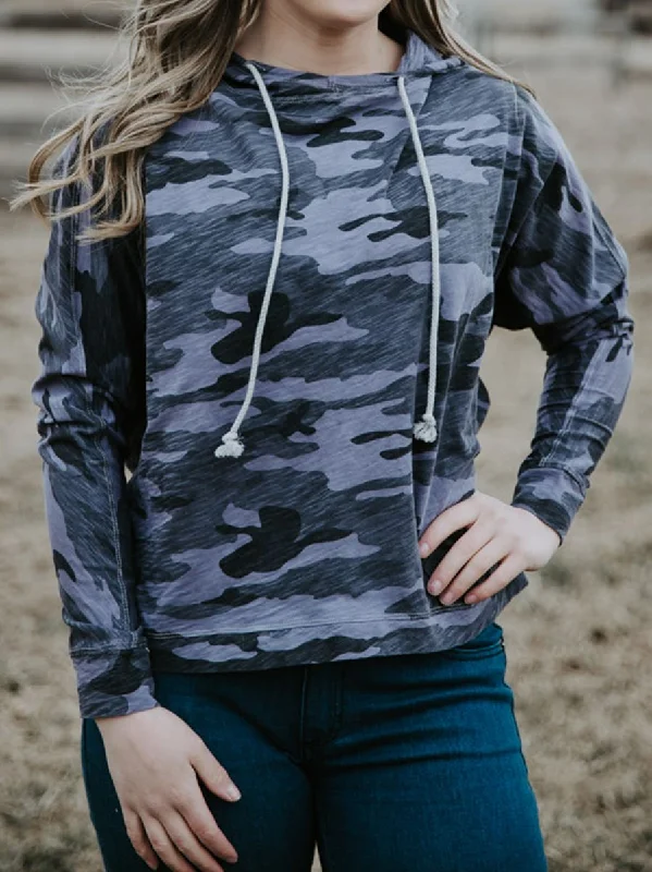 Camouflage Printed Hooded Top