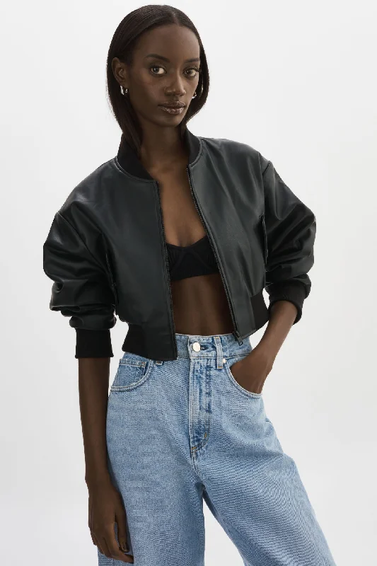 everyday winter coatEVELIN | Faux Leather Cropped Bomber