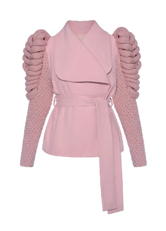 Inventory Reduction slim fit coatBELTED COAT WITH KNITTED SLEEVES