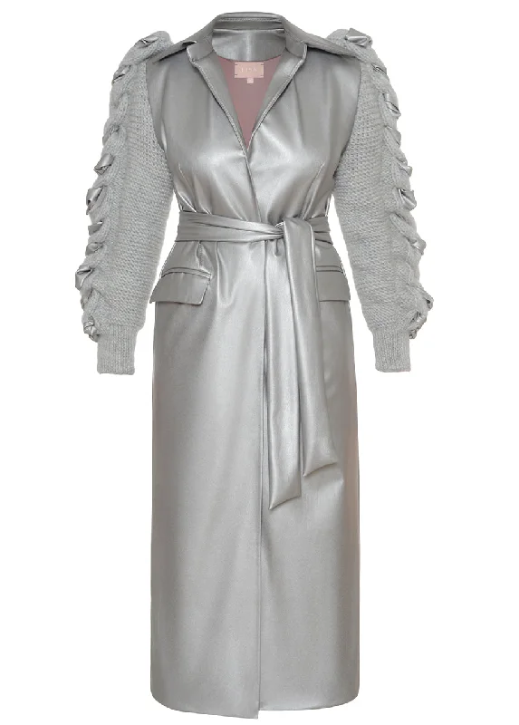 Final Markdown long coatDISCO TRENCH WITH KNITTED SLEEVES