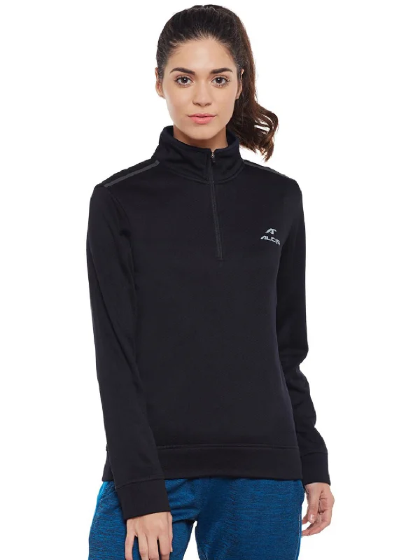 Don’t Miss Out Alcis Women Black Solid Sweatshirt 339WSS318