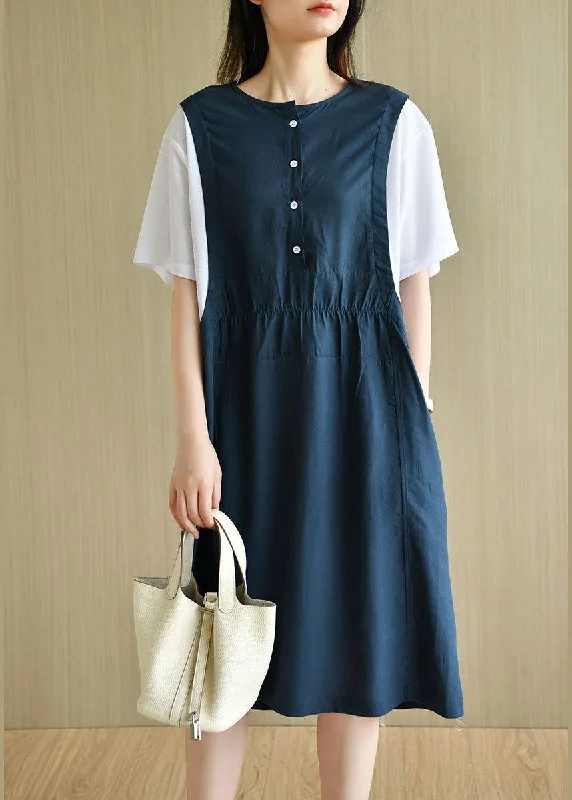 Huge Discounts floral dressOrganic Navy Patchwork Button Summer Short Sleeve Sundress Huge Discounts floral dressOrganic Navy Patchwork Button Summer Short Sleeve Sundress
