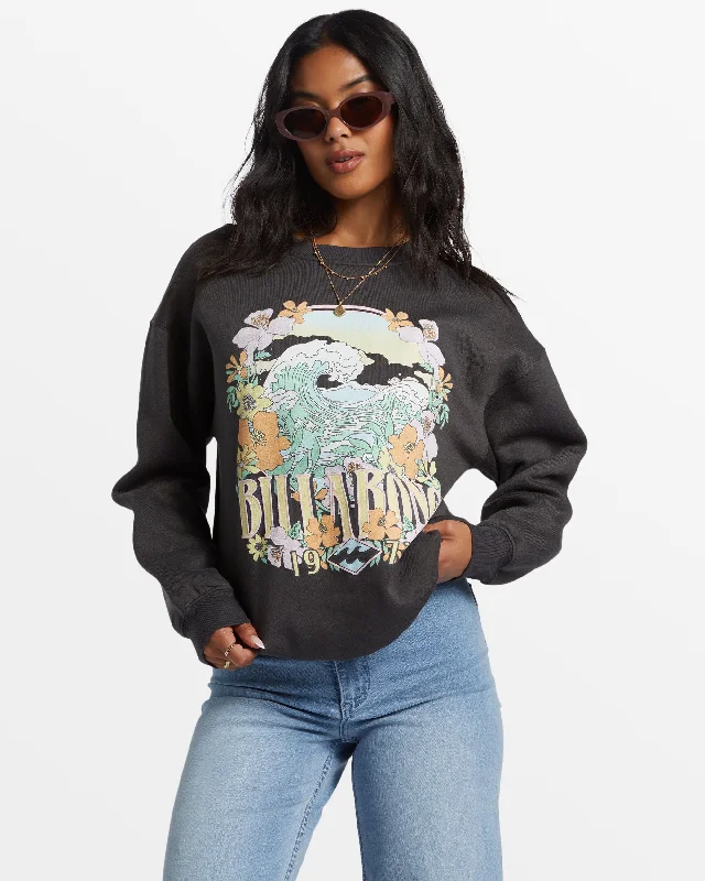 Price Reduction Waves Are Calling Crew Neck Sweatshirt - Off Black