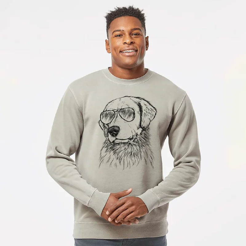 vibrant athletic hoodieAviator Quinn the Golden Retriever - Unisex Pigment Dyed Crew Sweatshirt