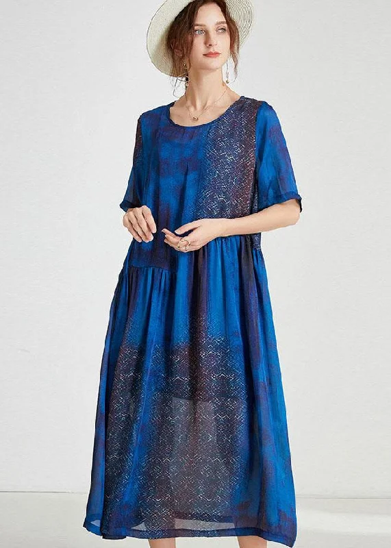 Bargain Blast statement dressBeautiful Blue O-Neck Patchwork Summer Dresses Half Sleeve