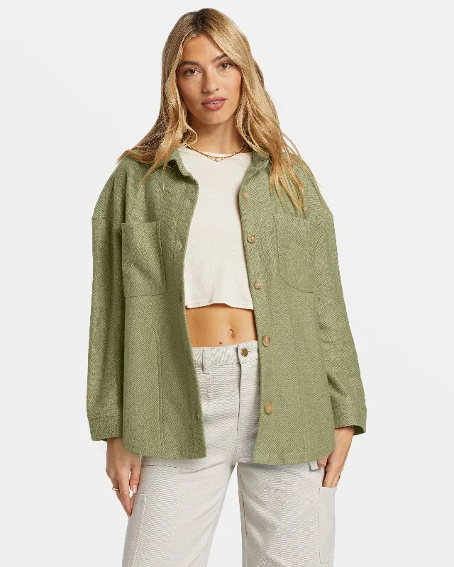 Instant Savings Everytime Oversized Shacket - Avocado