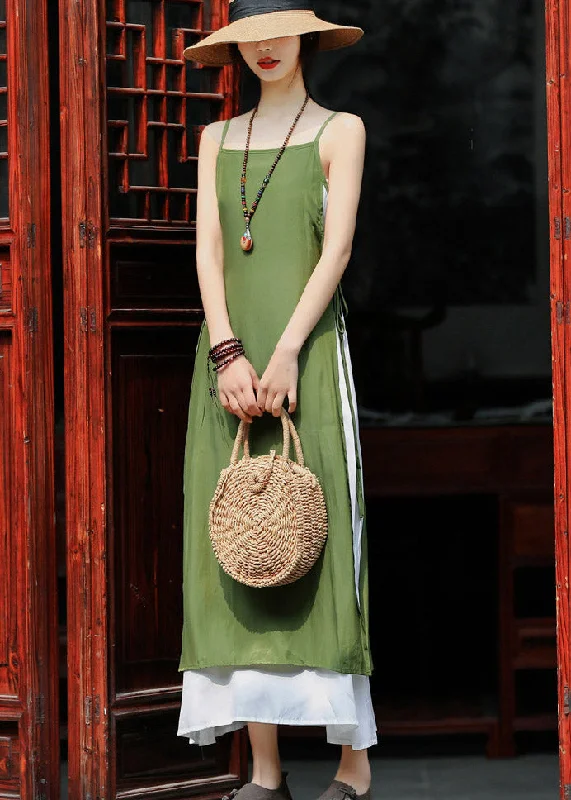 Don't Miss floral wrap dressSlim Fit Green Patchwork Cotton Spaghetti Strap Dress Summer Don't Miss floral wrap dressSlim Fit Green Patchwork Cotton Spaghetti Strap Dress Summer