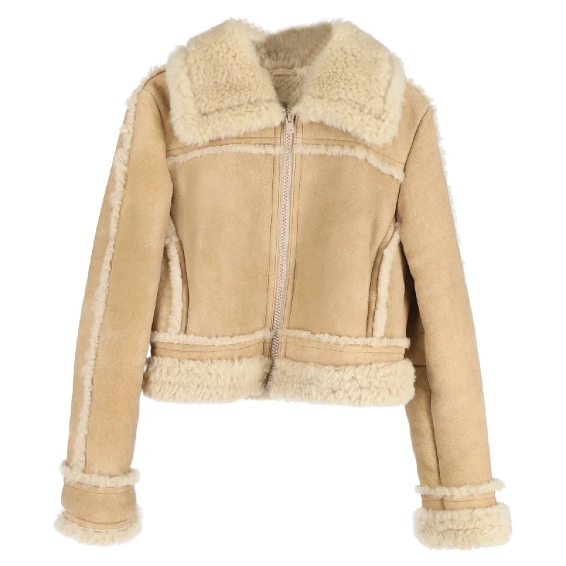 Acne Studios Lalita Lamb Shearling Jacket in Brown Suede