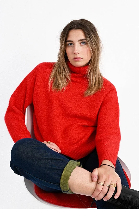 romantic dressLili Sidonio Red Casual Knitted Sweater