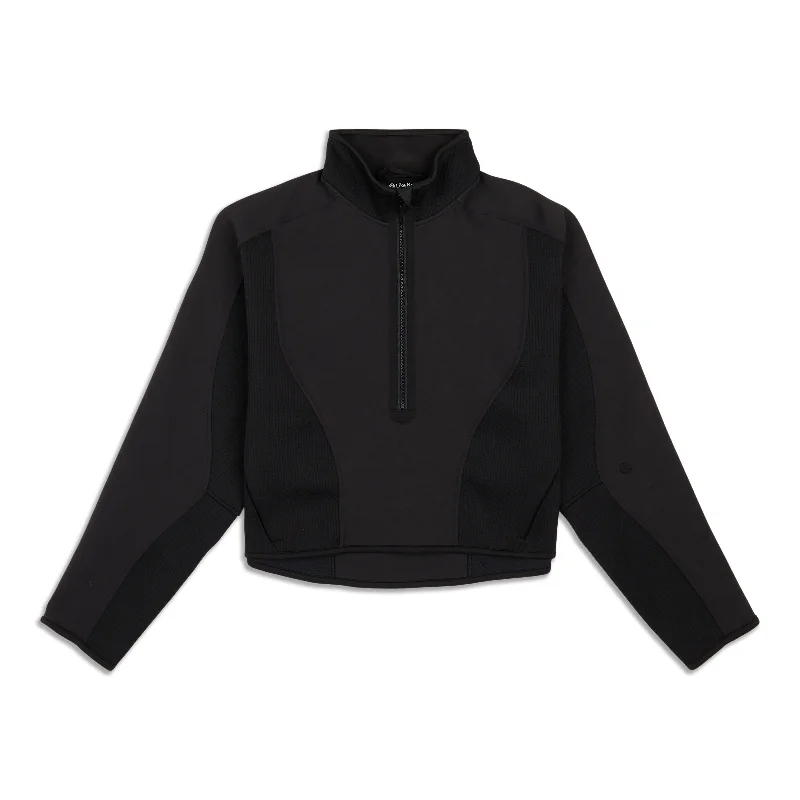 Closeout Mixed Fabric Half-Zip Pullover - Resale