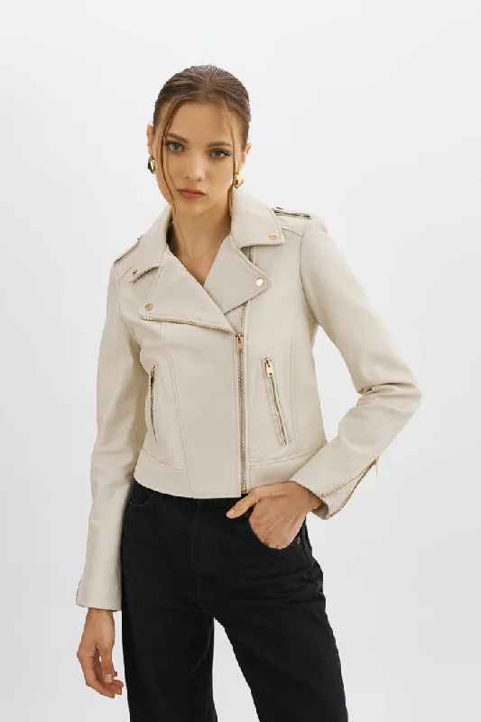 comfortable outerwearDONNA GOLD | Iconic Leather Biker Jacket