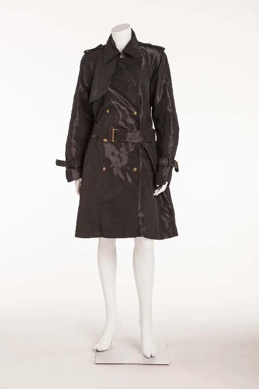 windbreaker jacketLanvin - Shiny Black Button Up Trench Coat - FR 40